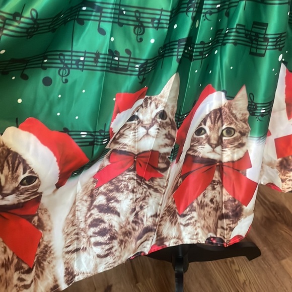 🆕💜Christmas Cats Musical Notes Print Sleeveless Dress - Picture 3 of 5